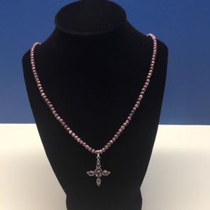 Amethyst Cross Necklace set in Sterling Silver